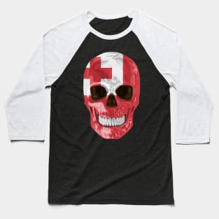 Tonga Flag Skull - Gift for Togan With Roots From Tonga Baseball T-Shirt